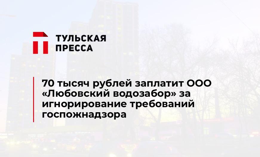 70 тысяч рублей заплатит ООО «Любовский водозабор» за игнорирование требований госпожнадзора