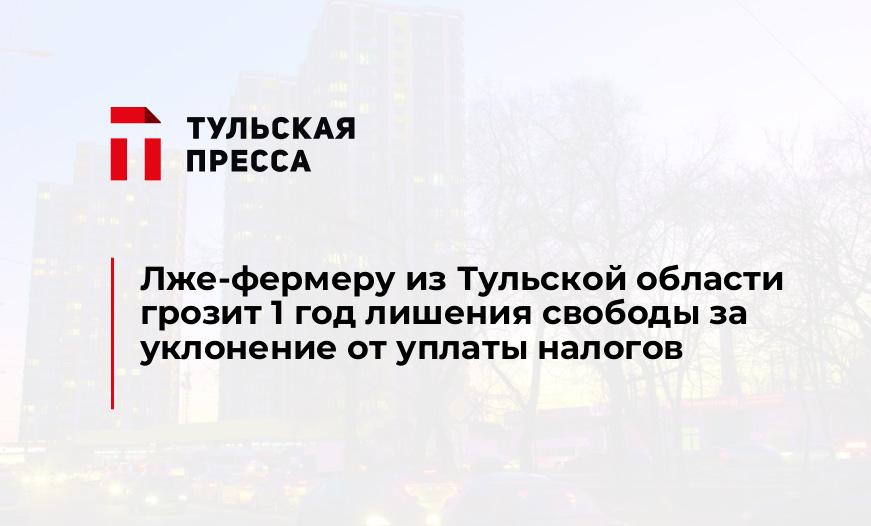 Лже-фермеру из Тульской области грозит 1 год лишения свободы за уклонение от уплаты налогов