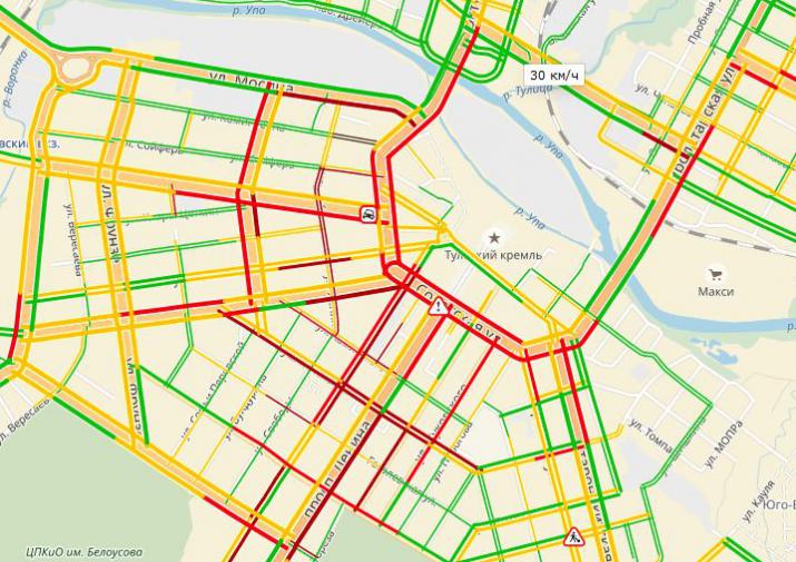 Пробки в туле сейчас онлайн карта смотреть бесплатно