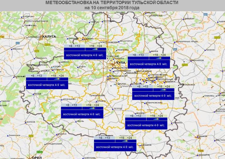 Погода карта тульская область