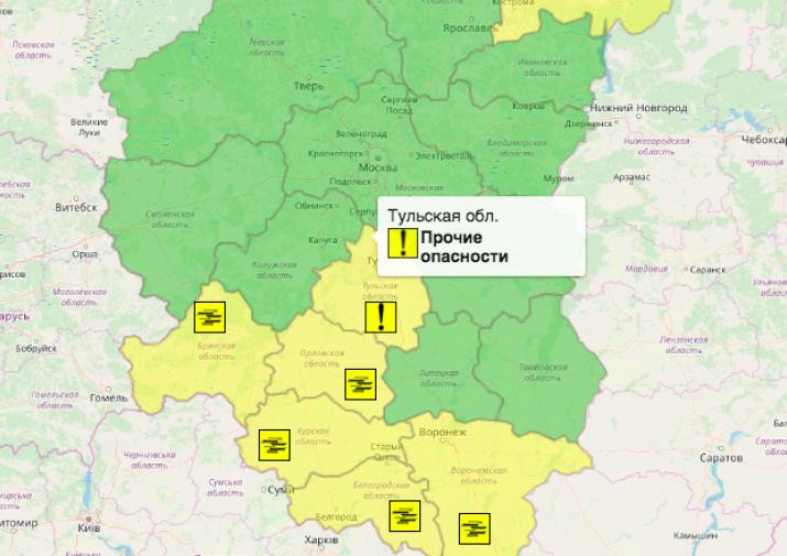 Карта погоды липецкая область. Регионы с желтым уровнем опасности в России. Уровень опасности Тульской области. Жёлтый уровень опасности на территории России. Жёлтый уровень опасности на карте России.