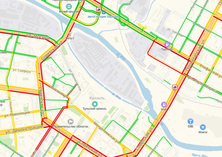 Тула пробки сейчас онлайн карта смотреть в туле