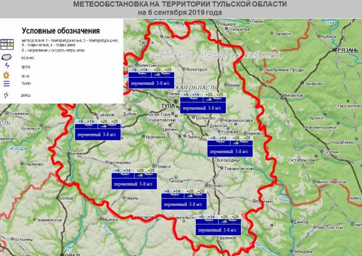 Карта погоды тульская область