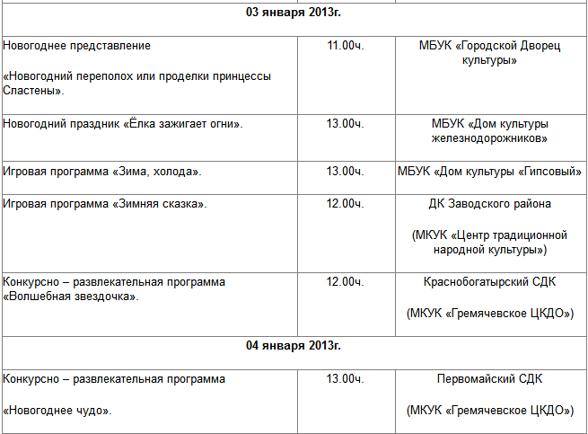 План мероприятий на декабрь