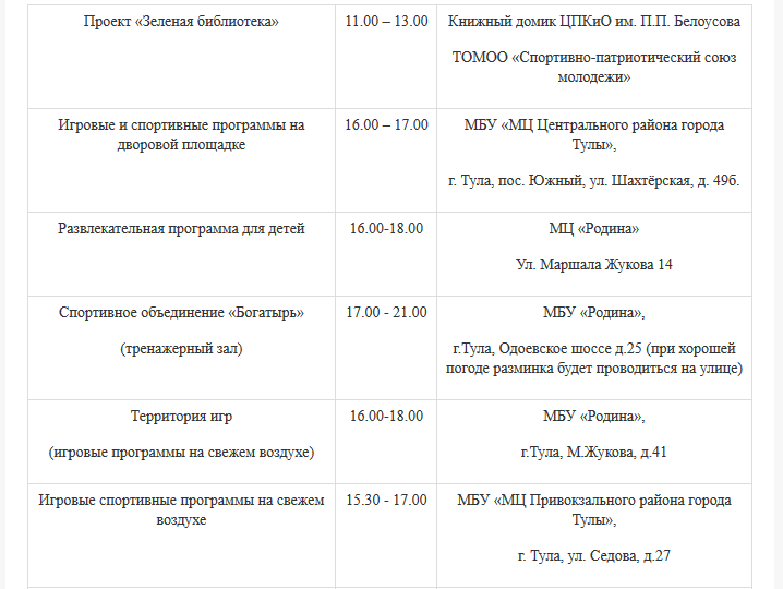 Проект каникулы за уралом