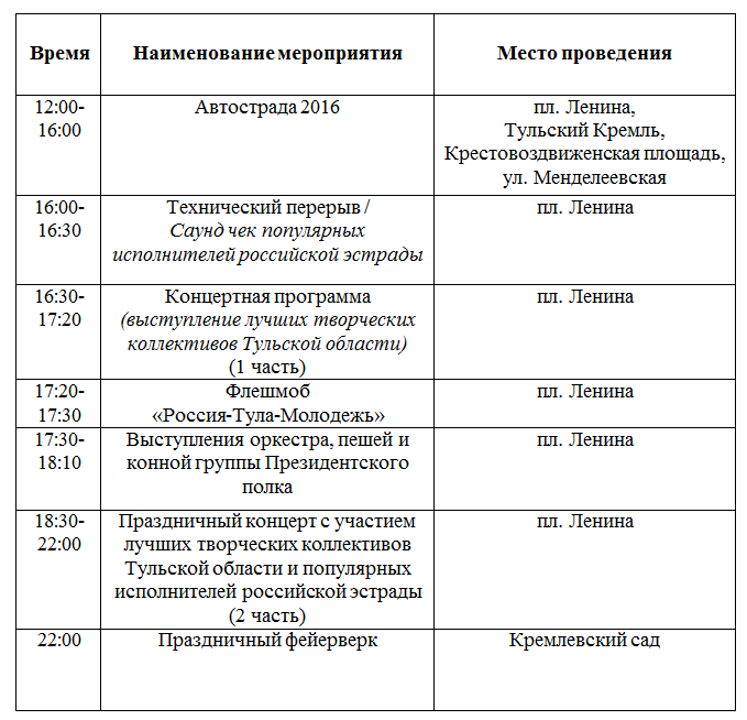 План мероприятий 9 мая калуга