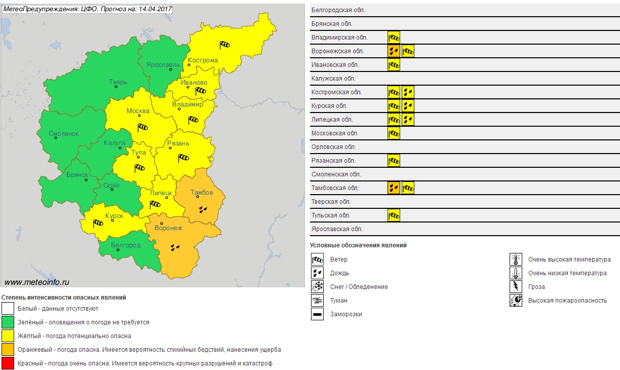 Карта погоды в тульской области