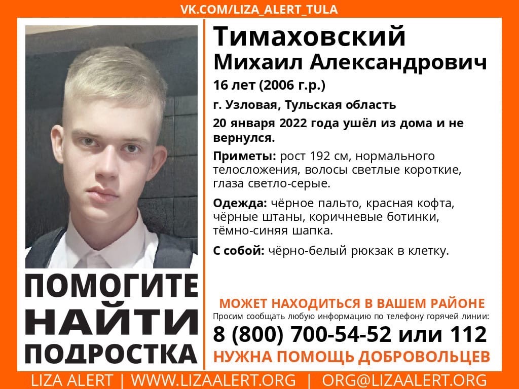 В Тульской области пропал 16-летний подросток | 21.01.2022 | Тула -  БезФормата