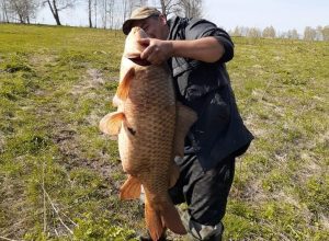 Рыбак из Тулы вместе с друзьями поймал 18-килограммового карпа