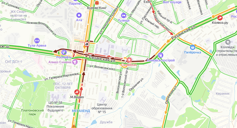 Пробки в туле сейчас онлайн карта смотреть бесплатно