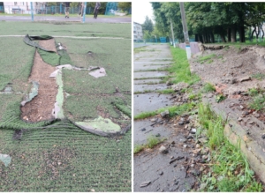 Ржавчина и ямы: туляк показал, в каком состоянии приняли территорию гимназии № 1