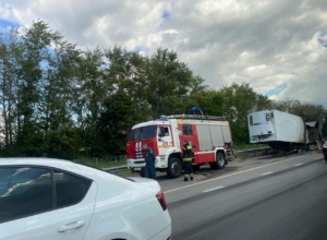 Грузовик MAN сгорел на трассе М-4 под Тулой