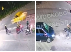 «Сбил как кегли»: опубликован момент ДТП с тремя питбайками в Новомосковске