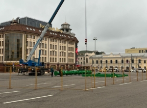 Елке быть! На площади Ленина в Туле приступили к установке новогодней красавицы